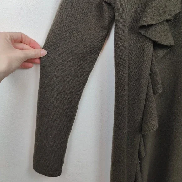 Ralph Lauren Black Label Cashmere Ruffle Duster Cardigan Womens Medium FLAWED - Picture 4 of 13